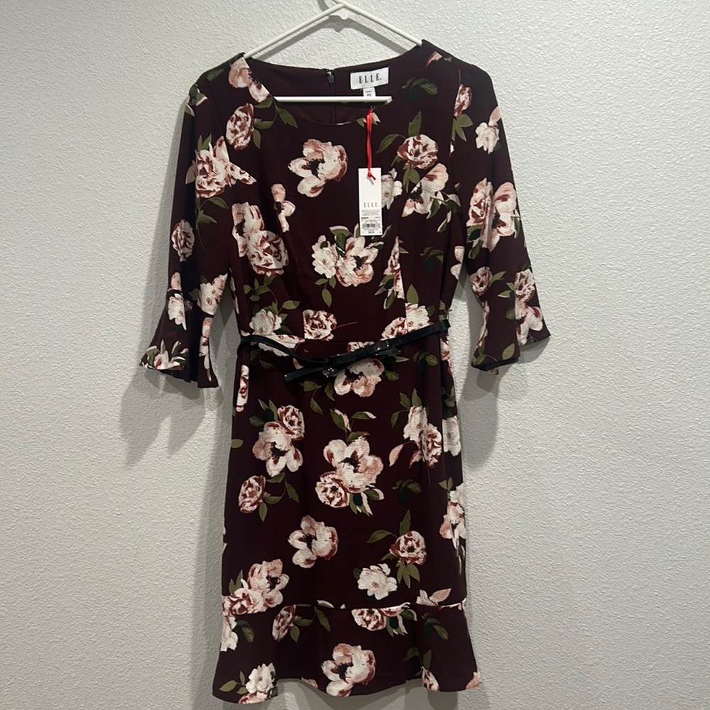 Petite ELLE™ Floral Bell-Sleeve Shift Dress SZ Petite Small NWT